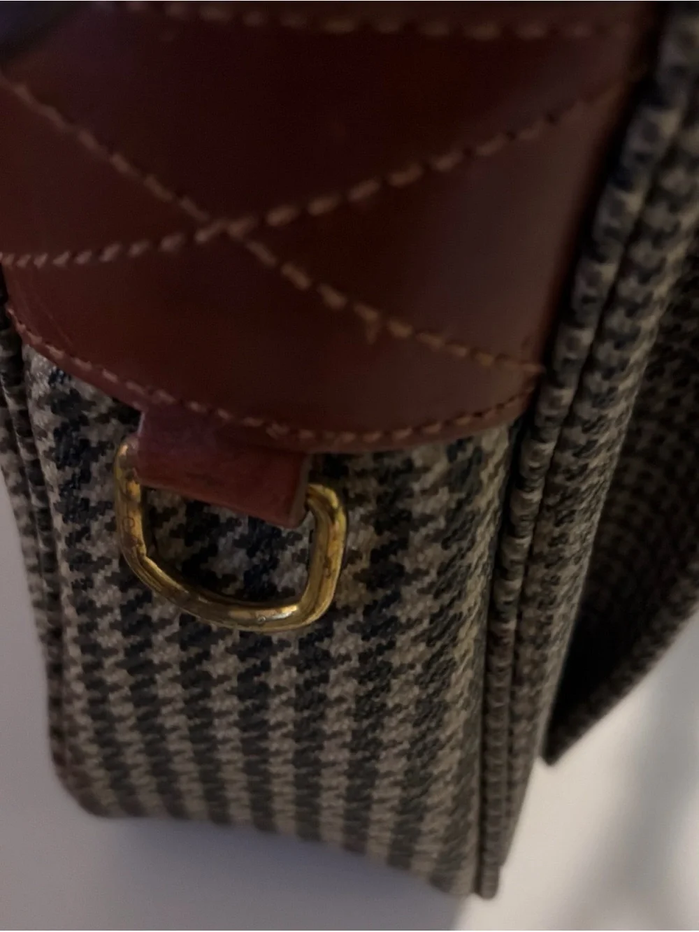 Vintage by Ralph Lauren Houndstooth Messenger Bag with pockets - Picture 6 of 11